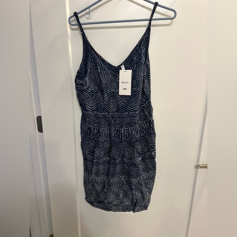 NWT RVCA Nolan Navy Blue Print Dress - Picture 2 of 11